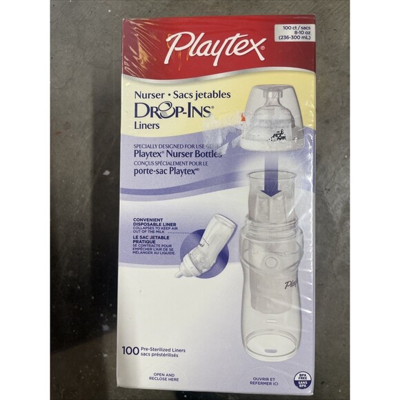 Playtex Nurser Drop In Liners 8-10 oz 100 Count 1 month supply  NEW SEALED BOX! - Picture 1 of 4